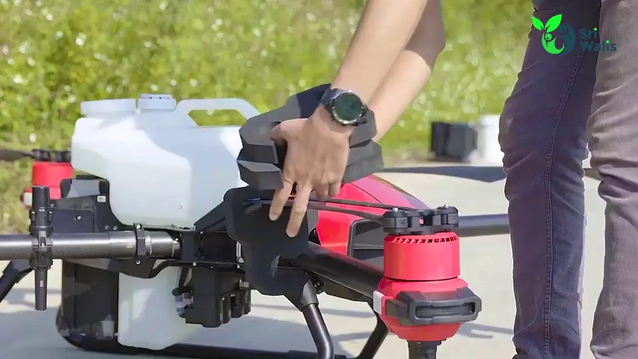 Agricultural drone being prepared on site